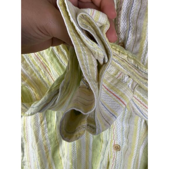 Tommy Bahamas Multi Striped Pattern Button Up Linen Blend Vacation Shirt Large - Picture 5 of 9